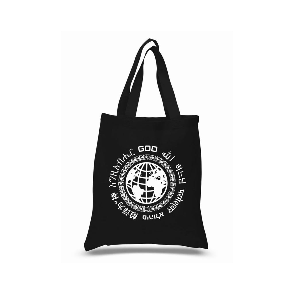 'GOD'S GLOBE' TOTE BAG BLACK