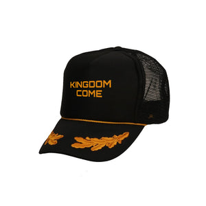 'Kingdom Come' olive leaf Black Trucker Hat